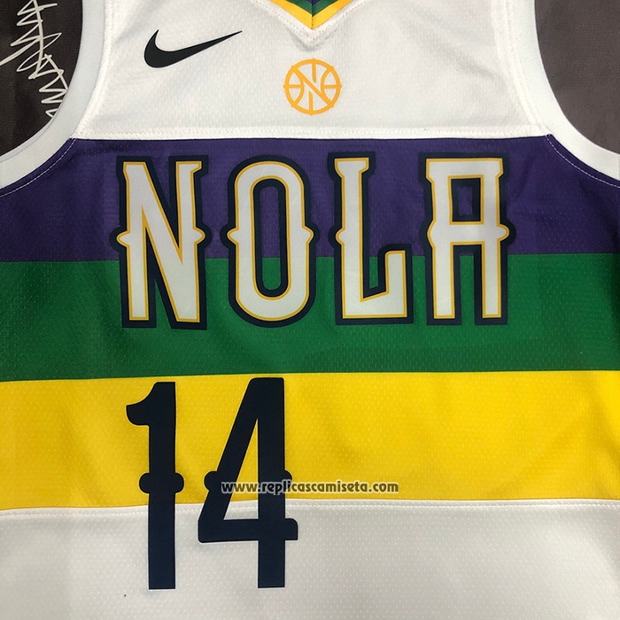 Camiseta New Orleans Pelicans Brandon Ingram #14 Ciudad 2019-20 Blanco